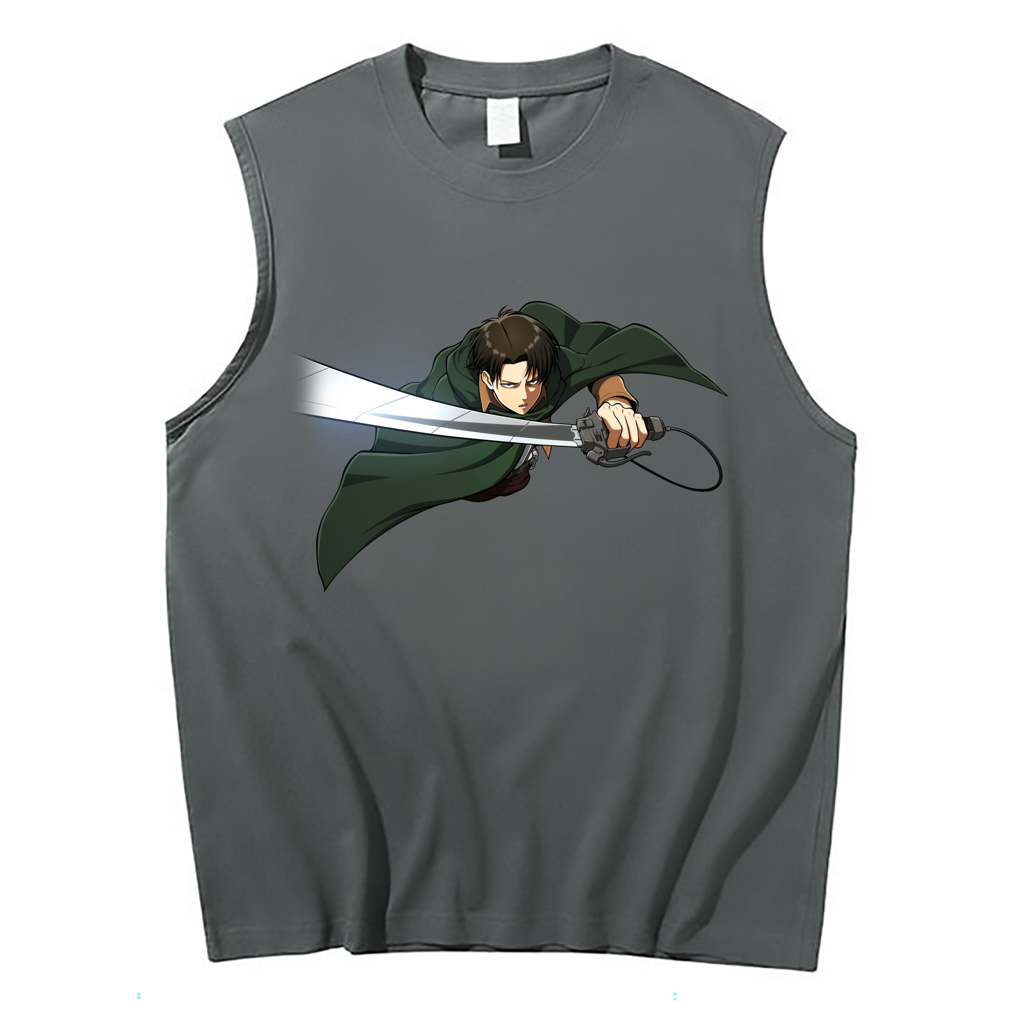 （画像用） 進撃の巨人 リヴァイ·アッカーマン Attack on Titan Levi Ackerman コットン100％タンクトップ（フロントプリント）